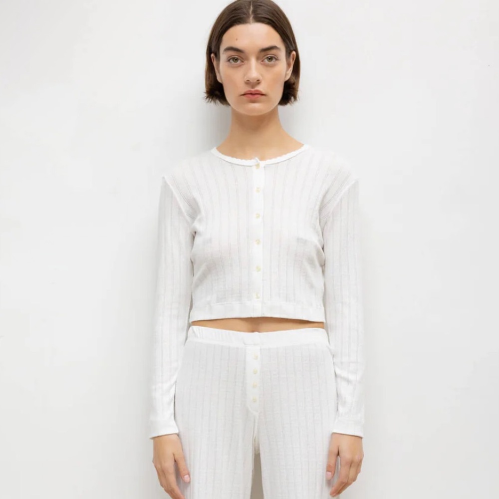*NWT* LESET Pointelle Crop Cardigan
